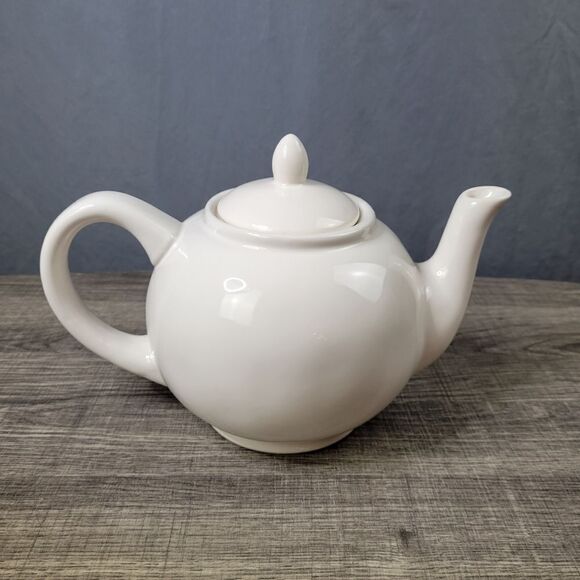 Rae Dunn Artisan Collection White Ceramic‎ Farmhouse Typewriter Font Teapot - Picture 3 of 8